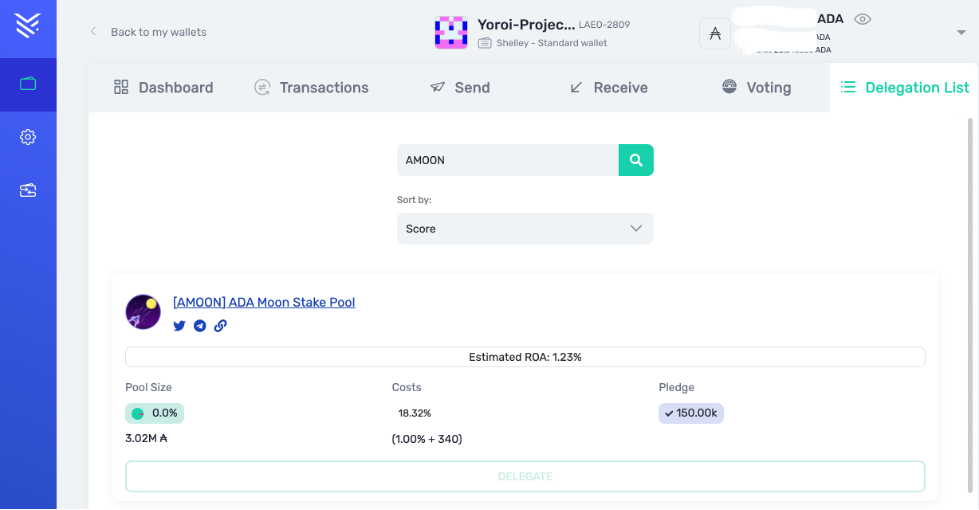 yoroi wallet delegation pool